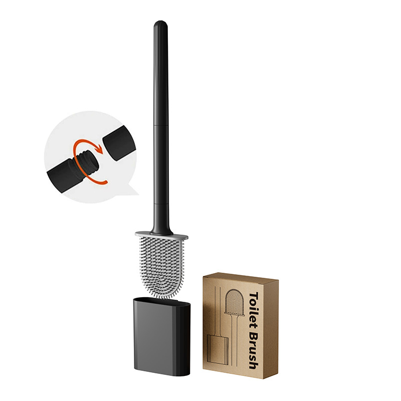 Toilet Brush Holder - Mini Silicone Toilet Brush with Base