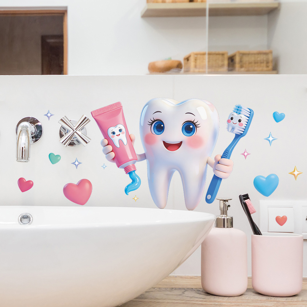 Cartoon Tooth Design Wall Stic - огляд і ціна Jet Home Bathroom