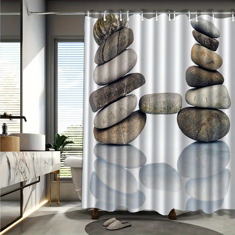 Zen Stone Stack Shower Curtain - огляд і ціна Home Bathroom Spa