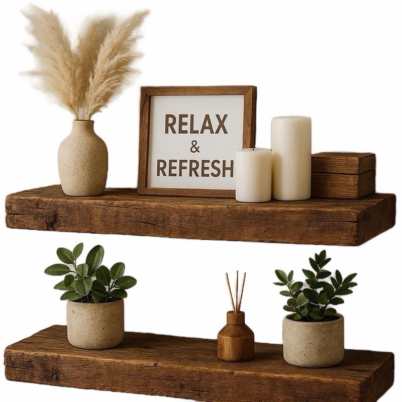 2Pcs Rustic Wood Floating Shel - огляд і ціна Home Bathroom Organizer