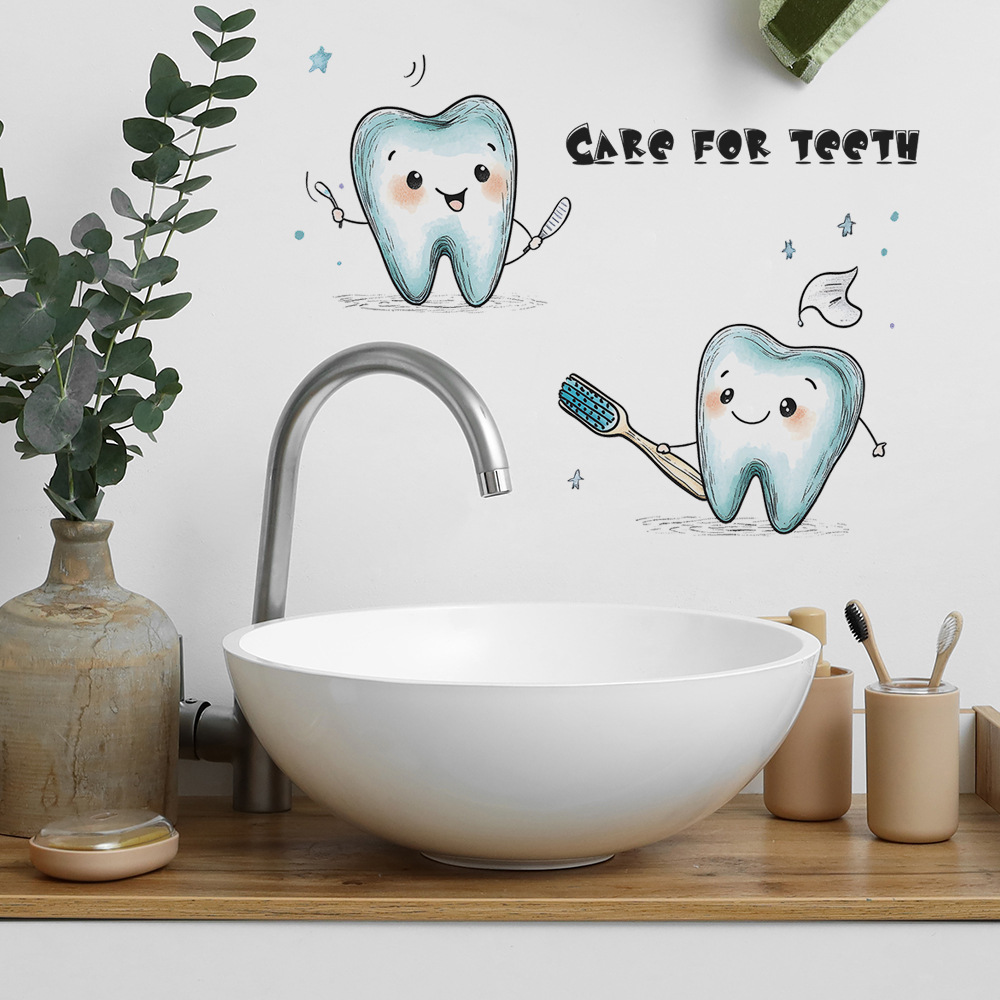 Cartoon Tooth Design Wall Stic - огляд і ціна Jet Home Bathroom