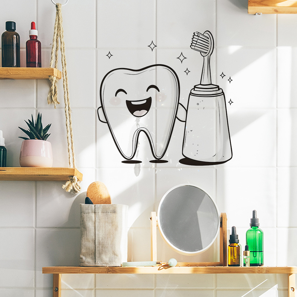 Cartoon Tooth Design Wall Stic - огляд і ціна Jet Home Bathroom