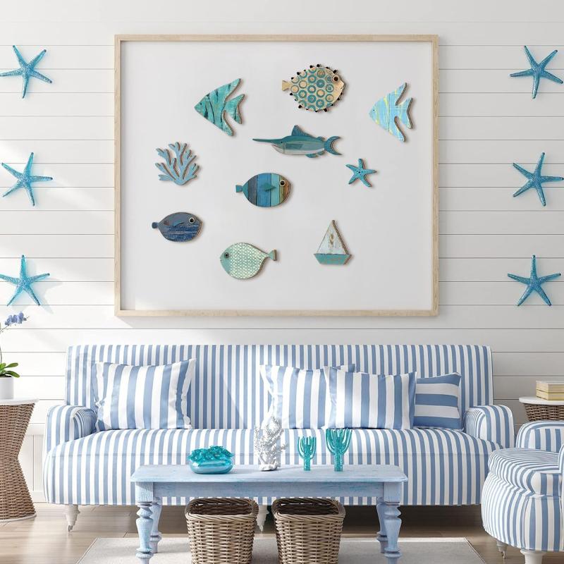 10pcs/set Fish Wall Decor Wood - огляд і ціна Jet Home Bathroom