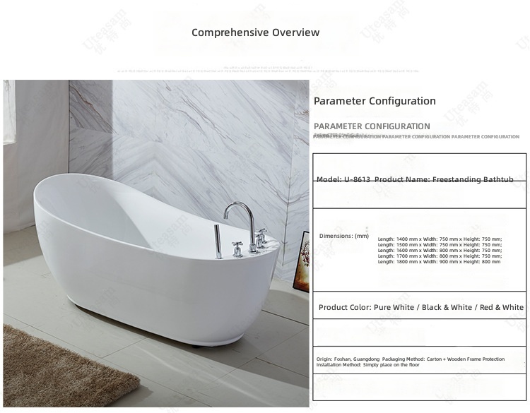Freestanding Acrylic Bathtub,  - огляд і ціна Jet Home Bathroom