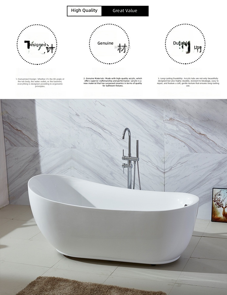Freestanding Acrylic Bathtub,  - огляд і ціна Jet Home Bathroom